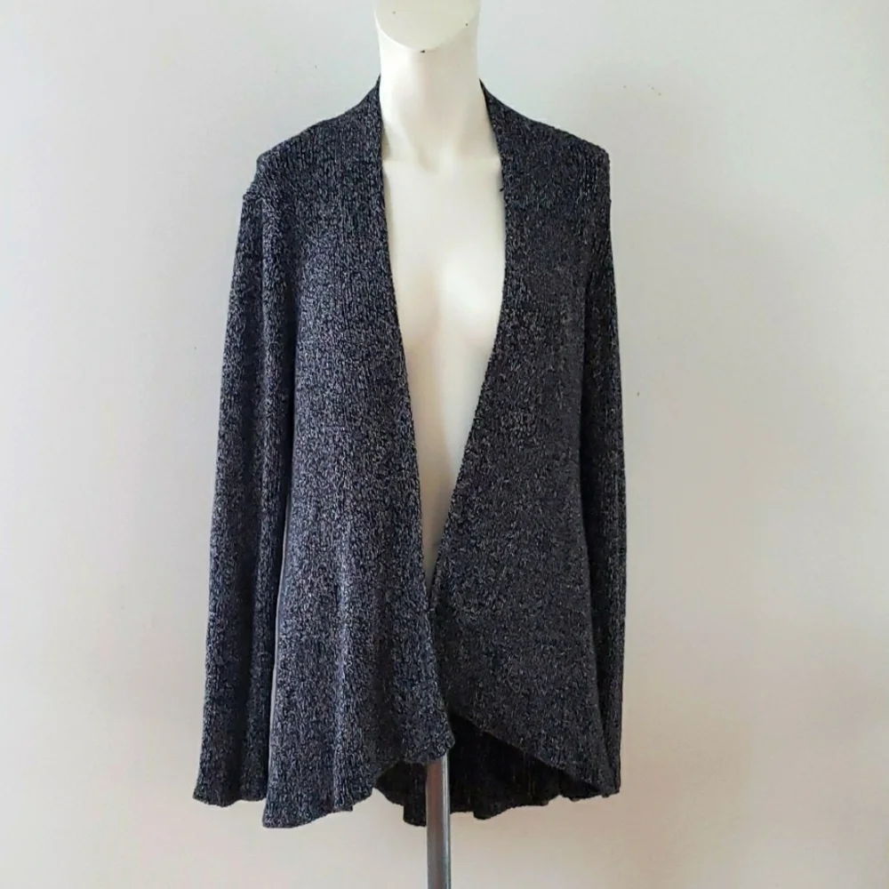 Karl Lagerfeld Gray Heather Cascade High-Low Sweater Cardigan